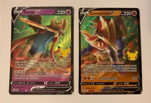 Zacian V 016/025 Zamazenta V 018/025 Celebrations 25th Anniversary Pokemon NM - Bild 1 von 2
