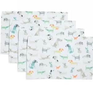 x4 Cynthia Rowley Watercolor Dog Placemat Set Dachshund Blue Green Yellow 13x19 - Picture 1 of 8