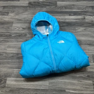 NORTH FACE Youth Girl's Blue Reversible Puffer Jacket Size Large Regular - Picture 1 of 10