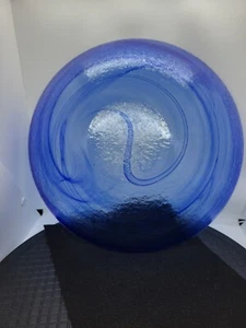 Centro de mesa vintage de vidrio remolino de cobalto para servir? Consola de vidrio artístico Bowl de 13 pulgadas - Imagen 1 de 6