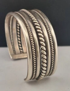 Vintage Nora Tahe, Navajo Indianer Sterlingsilber Armreif Armband 6,5" - Bild 1 von 7