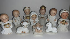 Nativity 10 Piece White Ceramic Glitter Children  Set 5609 Sri Lanka