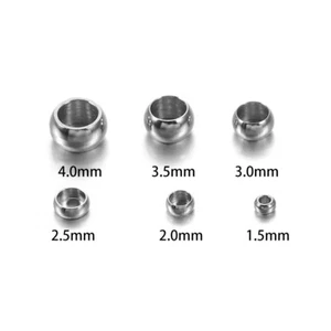 120pcs Stopper Spacer Bead Stainless Steel Crimp End Ball Loose Beads Stopper - Picture 1 of 12