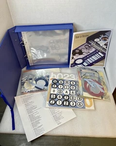 A Year In Review 8x8 Scrapbook Complete Kit Album Paper Letters Blue Cloth Box - Picture 1 of 8