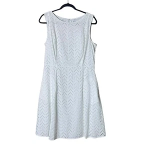 Liz Claiborne Eyelet White Dress Size 12 Beach Resort Cruise Feminine Fairycore - Picture 1 of 8