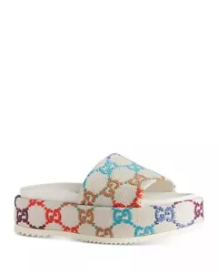 Gucci Women’s Multicolor Angelina GG Platform Slide Sandals - Picture 1 of 17