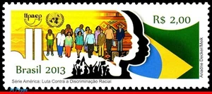 3240 BRAZIL 2013 UPAEP, FIGHT AGAINST RACIAL DISCRIMINATION, RACISM, UN FLAG MNH - Picture 1 of 2