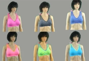 Ouno Damen Sport BH Netz Neon GYM reiten bequem, elastisch Bustier Yoga Fitness  - Bild 1 von 24