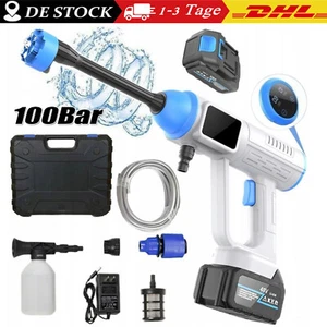 Akku + 100Bar Akku Hochdruckreiniger Auto Mobiler Druckreiniger Spritzpistole - Bild 1 von 15