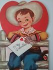 Vintage Valentine Card Gibson Cowboy Boots Hat Riding Gloves Holster UNUSED