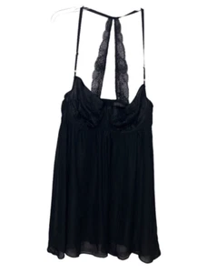 Cacique 22/24 schwarz Spitze 100 % Seide Chiffon Unterteil Negligee Dessous Slip Plus - Bild 1 von 4