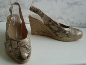 Toni Pons Metallic Python Snake Platform Wedge Heels Size EU 41 UK 8 - Picture 1 of 12