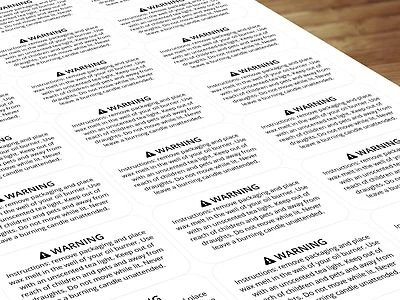 Wax Melt Safety Warning Labels / Stickers / Instructions / Law Requirements - Image 1 of 4