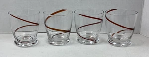 Red Swirl Old Fashioned Lowball Glasses Set of 4 Rust 1 Source VINTAGE EUC #22J - Picture 1 of 4