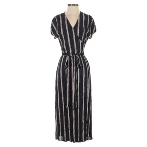 Vestido Maxi Envolvente Charles Henry Nuevo Con Etiquetas Nordstrom Azul Marino y Rosa Melocotón A Rayas S - Imagen 1 de 12