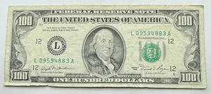 1981 Series $100 Note - One Hundred Dollar Bill - L - San Francisco - Franklin - Picture 1 of 2