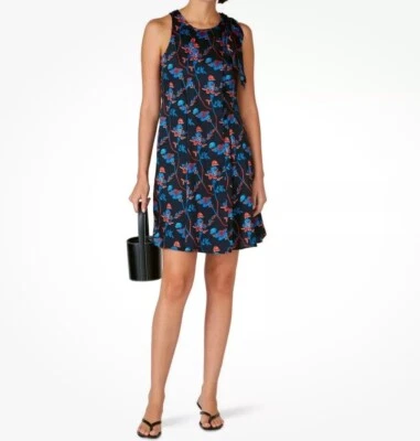 Thakoon коллективный черный без рукавов цветочный печать Midi Shift платье размер 10 - Изображение 1 из 4