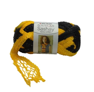 Red Heart Sashay Yarn Team Spirit Gold/Black 3 Skeins for Knitting & Crocheting - Picture 1 of 8