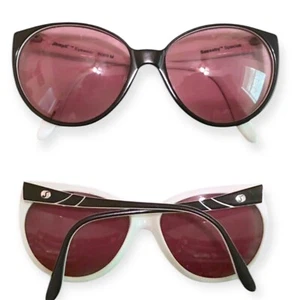 1980’s Sassaby Black and White Colorblock Sunglasses, Made In France - Picture 1 of 5