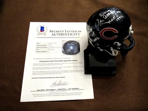 CHICAGO BEARS CONNOR HAMPTON ATKINS JONES HOF SIGNED AUTO MINI HELMET BECKETT - Picture 1 of 6