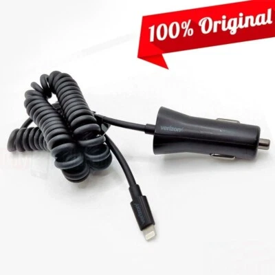OEM Verizon LOGO Apple Lightning Car Charger for iPhone 14/13/12/11/Pro/XS/X/Max - Image 1 of 4