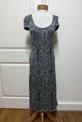 Vestido midi tejido algodón pima azul talla M Peruvian Connection manga gorra para mujer Foto 1 de 4