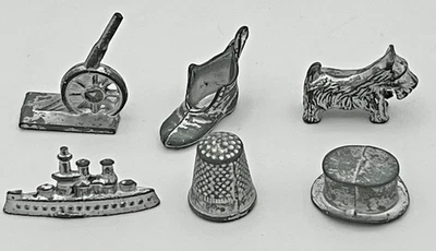 Lote de 6 fichas de mudanzas de piezas de juego Monopoly 1961 vintage de seis repuestos Foto 1 de 4