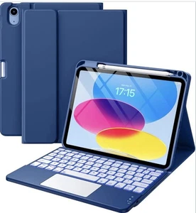 Harvopu iPad 11. 10. Generation Hülle mit Tastatur Folio Cover, Stifthalter Blau - Bild 1 von 11