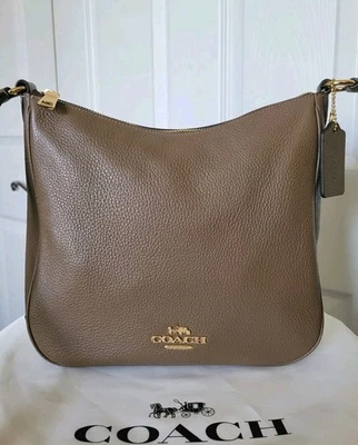 Coach Ellie Refined Pebble Leather File ShoulderBag/Crossbody Dark Stone  - Image 1 of 4