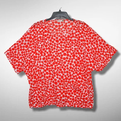 CHALET et Ceci Talla 1 Rojo Lunares Ligero Arrugado Top Lagenlook Cuadrado Suelto Foto 1 de 4