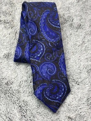 Corbata de seda de lujo para hombre Italo Ferretti Silvi Marina Italia azul geométrico 60x 3,5 Foto 1 de 4