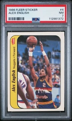 Pegatina Fleer 1986 Alex inglés #4 PSA casi nueva 7 Foto 1 de 2