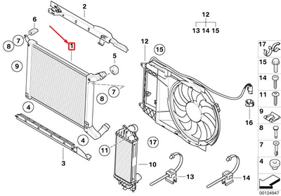 MINI COOPER R50, R53 Engine Radiator 17117788753 7788753 NEW GENUINE - Image 1 of 2
