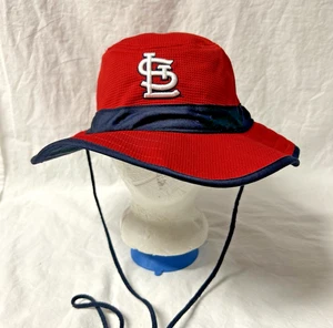 St. Louis Cardinals Coca Cola Baseball Bucket Floppy Hat Chin Strap Red SGA - Picture 1 of 9