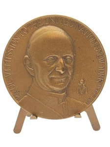 Vintage POPE PAUL VI UNITED NATIONS VISIT TO NY 1965 MEDAL (BY MEDALLIC ART CO) - Picture 1 of 14