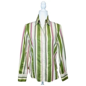 Camisa Etro Retro a Rayas con Botones Talla Mediana Manga Larga Amarillo Verde - Imagen 1 de 15