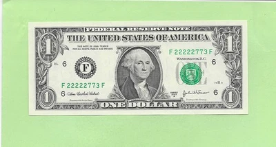 2003A ..UNCIRC $1  F 2222 2773 F  .... 2003A $1  F-F   SOLID '22222'  NOTE - Image 1 of 2