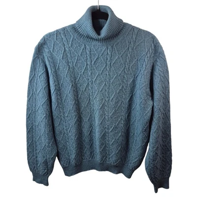 Suéter LL Bean Mujer M Azul 100% Lana Alpaca Pullover Manga Larga Tejido con Cable Foto 1 de 4