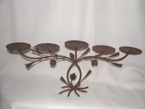 Vintage Rustic Wrought Iron 5 Pillow Candelabra Candlestick Holder - Picture 1 of 3