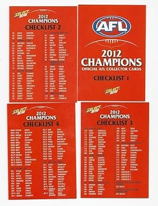 2012 Champions CHECK LISTS (4 cards) - Picture 1 of 1