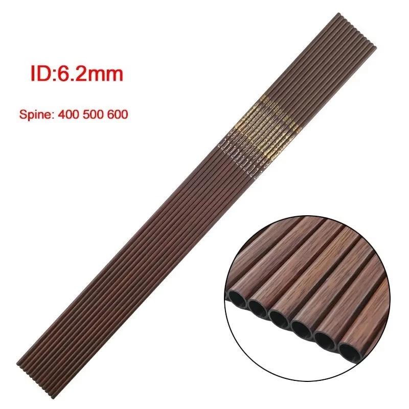 12Pcs Archery ID6.2mm Wooden Skin Carbon Arrow Shaft 32in Spine400 500 600 Hunt - Image 1 of 4