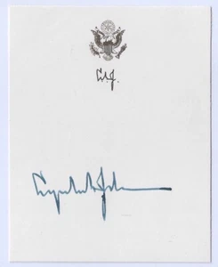 USA President Lyndon B. Johnson Signed Bookplate JSA LOA #36 Autograph - Picture 1 of 2