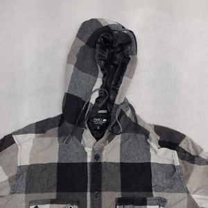 Ezekiel Casual Long Sleeve Button Up Hoodie Mens Size Large L Black Gray - Picture 1 of 13