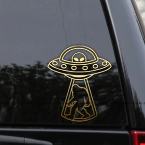 UFO Abducting Sasquatch Alien Area 15 Bigfoot Vinyl Decal Sticker - Picture 1 of 2