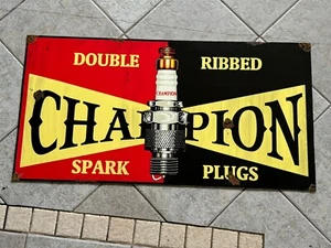 Antique style porcelain look Champion dealer service gas station spark plug sign - Picture 1 of 1