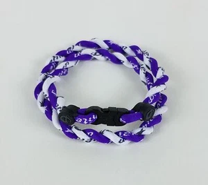 Collar de cuerda trenzada deportiva de titanio PHITEN Tornado (púrpura y blanco) 19" nuevo sin etiquetas - Imagen 1 de 2