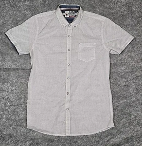 JAM SESSIONS Casual Shirt Men's L Slim Fit Geometric S/S White Black - Picture 1 of 8