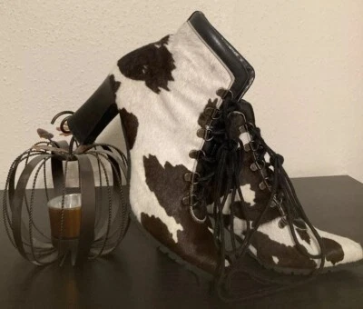 Donald J. Pliner Brown/White Cowhide Leather Boots Sz 7.5 - Image 1 of 4