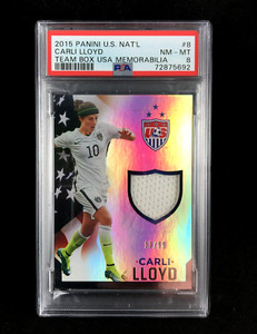 Pop 3 PSA 8 Carli Lloyd 2015 Panini US Memorabilia MATCH WORN Jersey /99 USWNT