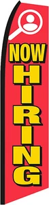 Flutter Wave Flag Now Hiring Sign Retail Advertising 134"  x 32"  Outdoor - Picture 1 of 2